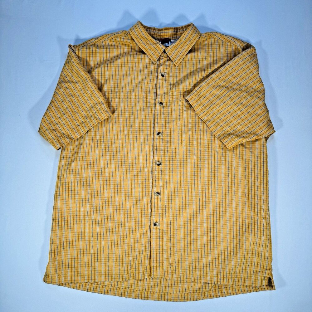 The North Face Men’s Short Sleeve Button Down Plaid Shirt – Yellow -  2XL